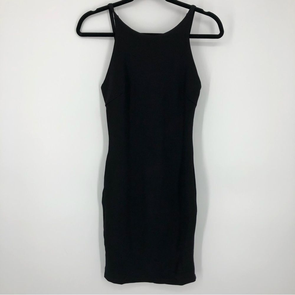 Lulus‎ Dress Womens Medium Black Bodycon Spaghetti Straps Sleeveless Darted